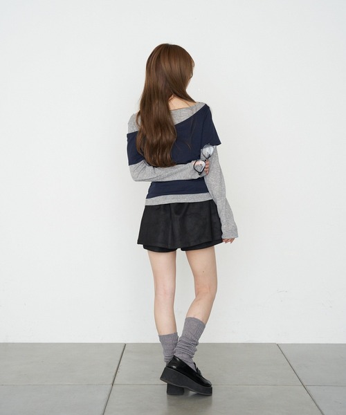 RAY CASSIN（レイカズン）の「オフショルレイヤードロンT（Tシャツ/カットソー・レディース・ホワイト/ホワイト系その他/ベージュ系その他2/グレー系その他2・FREE）」の18枚目の写真