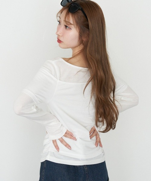 RAY CASSIN（レイカズン）の「オフショルレイヤードロンT（Tシャツ/カットソー・レディース・ホワイト/ホワイト系その他/ベージュ系その他2/グレー系その他2・FREE）」の22枚目の写真