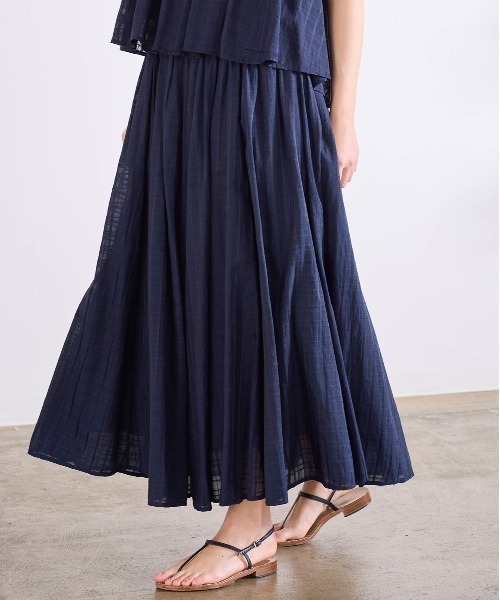 Marilyn Moon(マリリンムーン)の「sheer check tuck gather skirt(スカート・レディース・ネイビー/グレー/オフホワイト・FREE)」の3枚目の写真