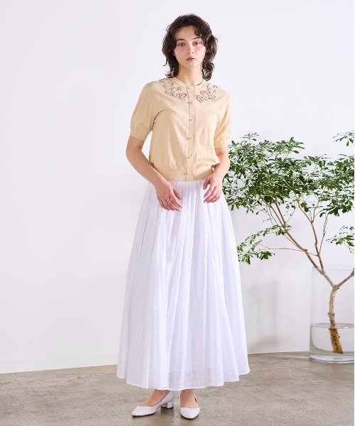 Marilyn Moon(マリリンムーン)の「sheer check tuck gather skirt(スカート・レディース・ネイビー/グレー/オフホワイト・FREE)」の7枚目の写真