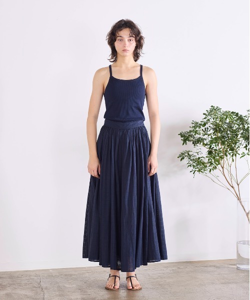 Marilyn Moon(マリリンムーン)の「sheer check tuck gather skirt(スカート・レディース・ネイビー/グレー/オフホワイト・FREE)」の10枚目の写真
