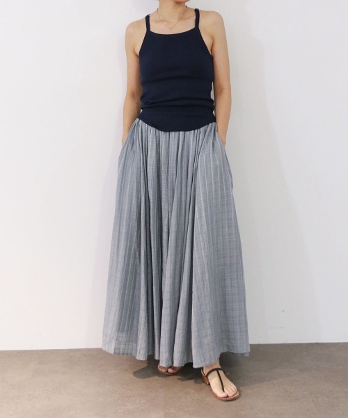Marilyn Moon(マリリンムーン)の「sheer check tuck gather skirt(スカート・レディース・ネイビー/グレー/オフホワイト・FREE)」の14枚目の写真