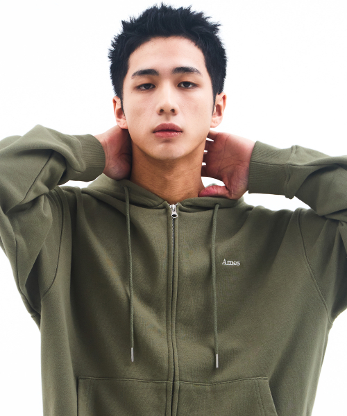AMESWORLDWIDE(アメスワールドワイド)の「BASIC SMALL LOGO HOODIE ZIP UP KHAKI(パーカー・レディース・その他・LARGE/MEDIUM/SMALL)」の9枚目の写真