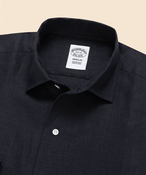 BROOKS BROTHERS（ブルックスブラザーズ）の「リプロダクト　リネン　ワンピースカラー　ドレスシャツ　Regular Fit（ビジネスシャツ・メンズ・ネイビー/ホワイト・17-34/16-33/15 1/2-32/15-32/14 1/2-31/16 1/2-33）」の3枚目の写真