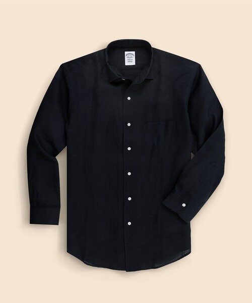 BROOKS BROTHERS（ブルックスブラザーズ）の「リプロダクト　リネン　ワンピースカラー　ドレスシャツ　Regular Fit（ビジネスシャツ・メンズ・ネイビー/ホワイト・17-34/16-33/15 1/2-32/15-32/14 1/2-31/16 1/2-33）」の4枚目の写真