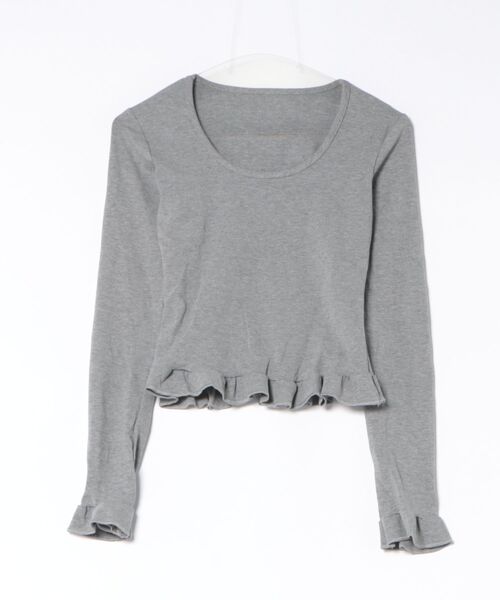 Ritzy(リッツィー)の「ラッフルスクエアネックトップス(Tシャツ/カットソー・レディース・グレー/ブラック・L/M)」の10枚目の写真