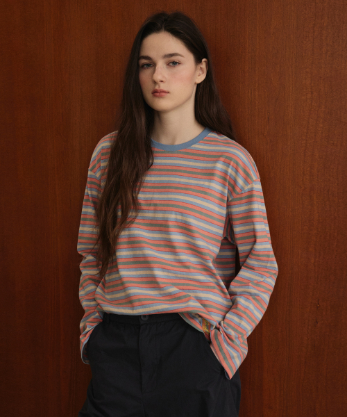 STUDIO&PARC(スタジオアンドパルク)の「Multi Striped T-Shirt_Blue(Tシャツ/カットソー・レディース・ブルー・FREE)」の1枚目の写真