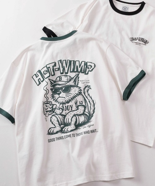 make a ray!(メイク ア レイ!)の「【84】ヴィンテージライク バックプリント クールタッチ 接触冷感 リンガーTシャツ/ユニセックス/レディース/メンズ(Tシャツ/カットソー・メンズ・ブラック系その他/ブラック/レッド/グリーン・L/M)」の1枚目の写真