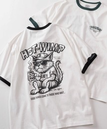 【84】ヴィンテージライク バックプリント クールタッチ 接触冷感 リンガーTシャツ/ユニセックス/レディース/メンズ