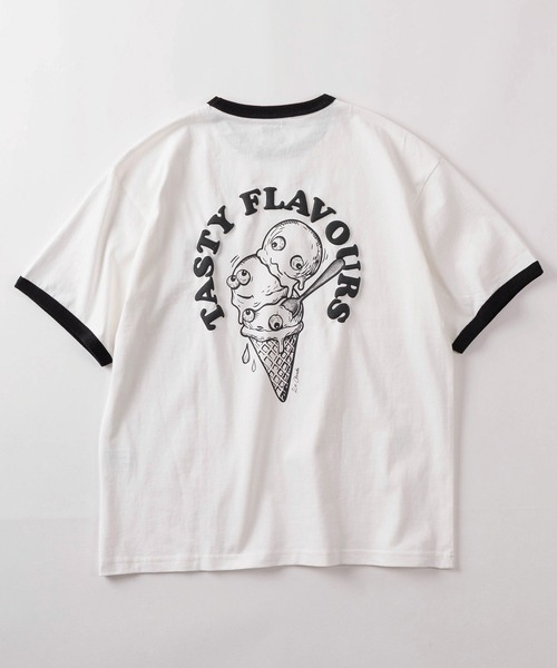 make a ray!(メイク ア レイ!)の「【84】ヴィンテージライク バックプリント クールタッチ 接触冷感 リンガーTシャツ/ユニセックス/レディース/メンズ(Tシャツ/カットソー・メンズ・ブラック系その他/ブラック/レッド/グリーン・L/M)」の6枚目の写真