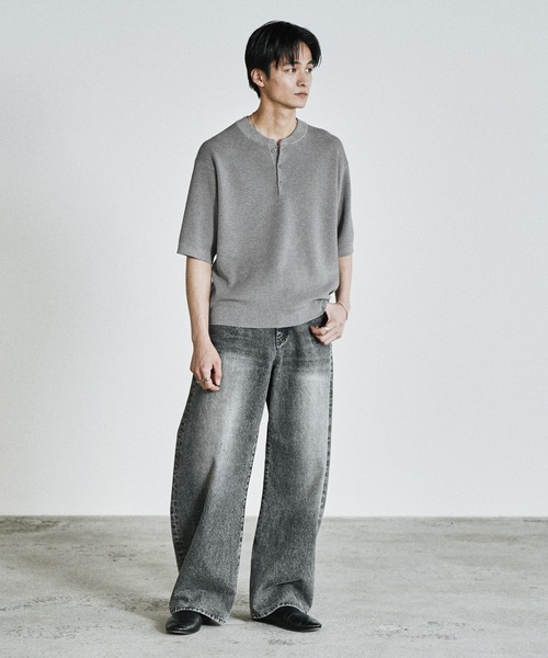 WYM LIDNM（ウィム バイ リドム）の「AZE H/S KNIT HENLEY（ニット/セーター・メンズ・グレー/ブラウン/チャコール・S/M/L）」の6枚目の写真