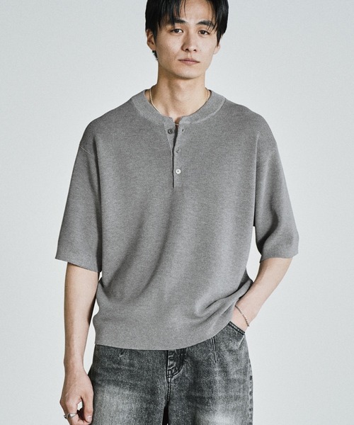WYM LIDNM（ウィム バイ リドム）の「AZE H/S KNIT HENLEY（ニット/セーター・メンズ・グレー/ブラウン/チャコール・S/M/L）」の7枚目の写真