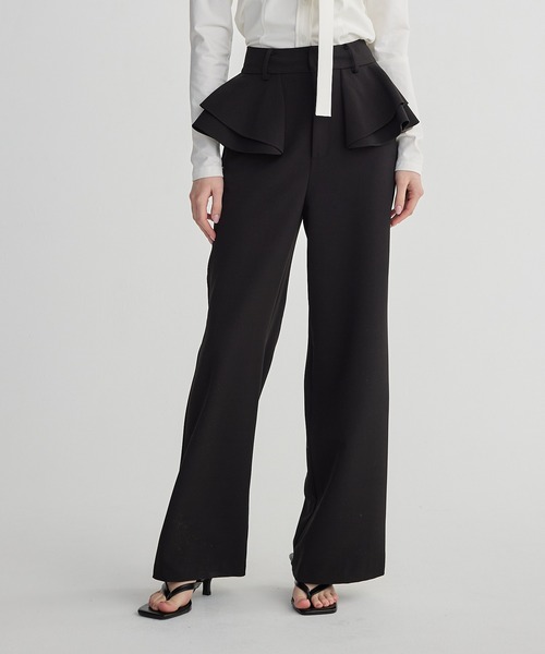 BIRTHDAY BASH(バースデイバッシュ)の「WAIST FRILL STRAIGHT PANTS(その他パンツ・レディース・グレー/ブラック/ベージュ・SMALL/MEDIUM)」の2枚目の写真