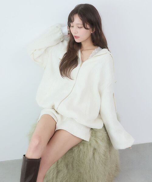 MAJESTIC LEGON（マジェスティックレゴン）の「キラキラツイードミディブルゾン（ブルゾン・レディース・アイボリー/ピンク/ブラック・MEDIUM）」の21枚目の写真