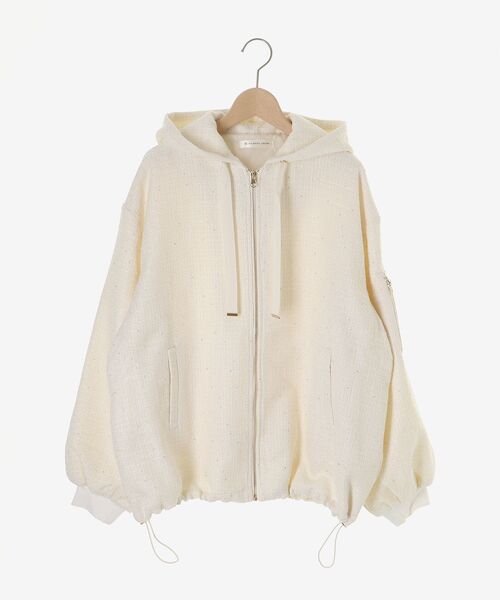 MAJESTIC LEGON（マジェスティックレゴン）の「キラキラツイードミディブルゾン（ブルゾン・レディース・アイボリー/ピンク/ブラック・MEDIUM）」の5枚目の写真