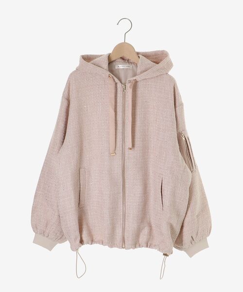 MAJESTIC LEGON（マジェスティックレゴン）の「キラキラツイードミディブルゾン（ブルゾン・レディース・アイボリー/ピンク/ブラック・MEDIUM）」の6枚目の写真