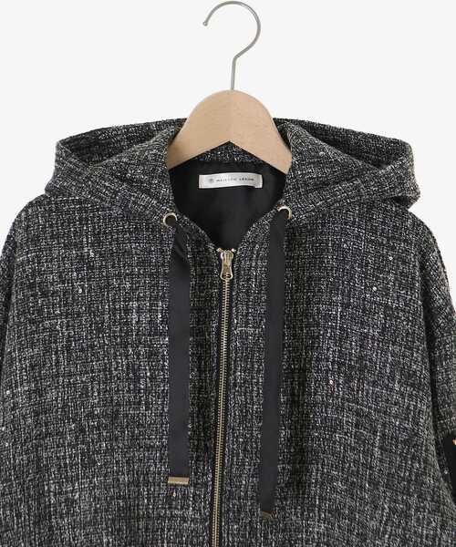 MAJESTIC LEGON（マジェスティックレゴン）の「キラキラツイードミディブルゾン（ブルゾン・レディース・アイボリー/ピンク/ブラック・MEDIUM）」の9枚目の写真