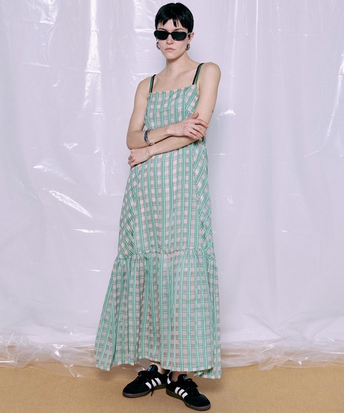 MAISON SPECIAL(メゾンスペシャル)の「Multi Check Cami Dress/マルチチェックキャミワンピース(ワンピース・レディース・グリーン/ブルー/ブラック・36/38)」の6枚目の写真