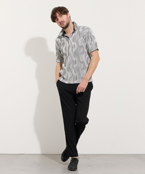 HIDEAWAYS NICOLE（ハイダウェイニコル）の「【WEB限定】ウェーブタックジャガードスキッパーポロシャツ（ポロシャツ・メンズ・グレー/ブルー/ホワイト/ネイビー/ブラック・L/M/XL）」の7枚目の写真