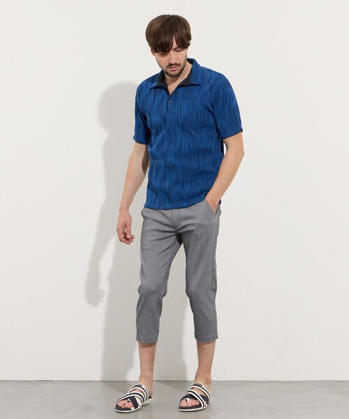 HIDEAWAYS NICOLE（ハイダウェイニコル）の「【WEB限定】ウェーブタックジャガードスキッパーポロシャツ（ポロシャツ・メンズ・グレー/ブルー/ホワイト/ネイビー/ブラック・L/M/XL）」の9枚目の写真