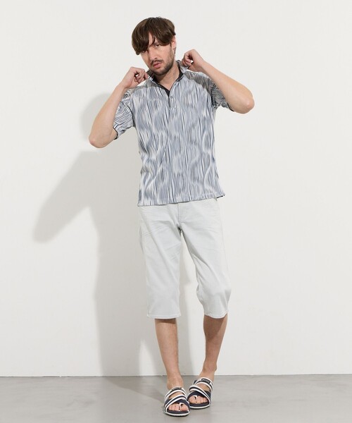 HIDEAWAYS NICOLE（ハイダウェイニコル）の「【WEB限定】ウェーブタックジャガードスキッパーポロシャツ（ポロシャツ・メンズ・グレー/ブルー/ホワイト/ネイビー/ブラック・L/M/XL）」の10枚目の写真