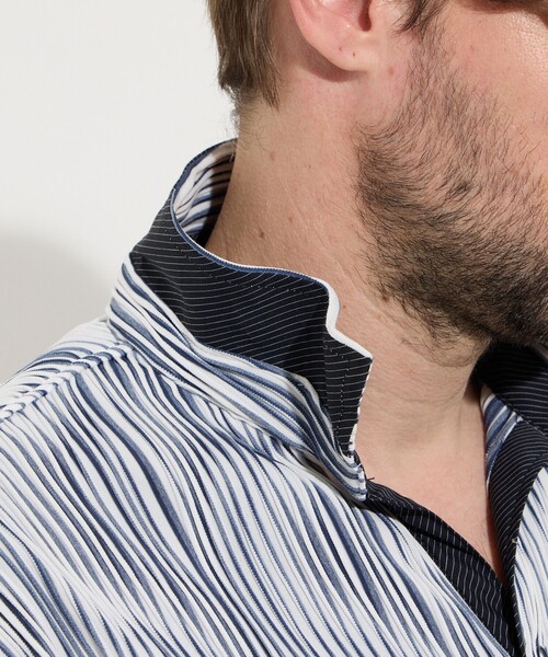 HIDEAWAYS NICOLE（ハイダウェイニコル）の「【WEB限定】ウェーブタックジャガードスキッパーポロシャツ（ポロシャツ・メンズ・グレー/ブルー/ホワイト/ネイビー/ブラック・L/M/XL）」の16枚目の写真