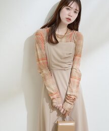 natural couture | チュールチェックトップス(Tシャツ/カットソー)