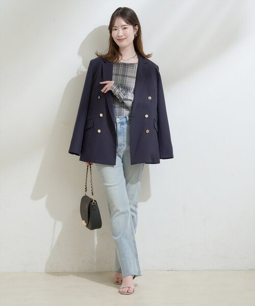 natural couture（ナチュラルクチュール）の「チュールチェックトップス（Tシャツ/カットソー・レディース・ブラウン/グレー/ベージュ・FREE）」の10枚目の写真