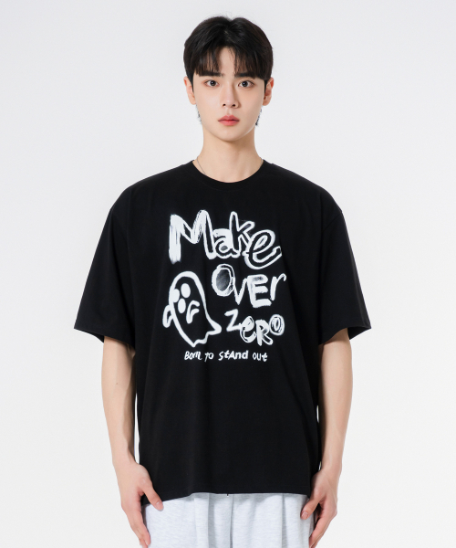MOZMOZ(モズモズ)の「ゴーストドローイングオーバーサイズ半袖Tシャツブラック(Tシャツ/カットソー・レディース・その他・1/2/3)」の1枚目の写真