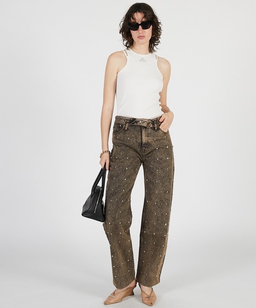 PRANK PROJECT(プランクプロジェクト)の「【2026Summer Pre-Order】スタッデッドストレートジーンズ / Studded Straight Jeans(デニムパンツ・レディース・ブラウン・36/38)」の10枚目の写真