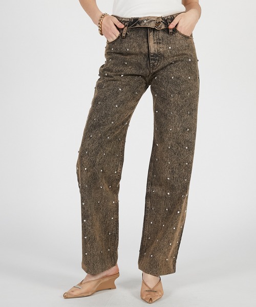 PRANK PROJECT(プランクプロジェクト)の「【2026Summer Pre-Order】スタッデッドストレートジーンズ / Studded Straight Jeans(デニムパンツ・レディース・ブラウン・36/38)」の3枚目の写真