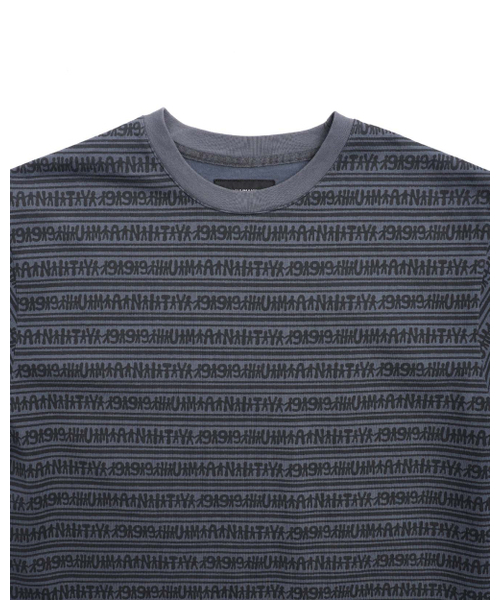 999HUMANITY(999ヒューマニティ)の「ヒューマンストライプハーフTシャツ(チャコール)(Tシャツ/カットソー・レディース・その他・2(M)/3(L)/1(S))」の3枚目の写真