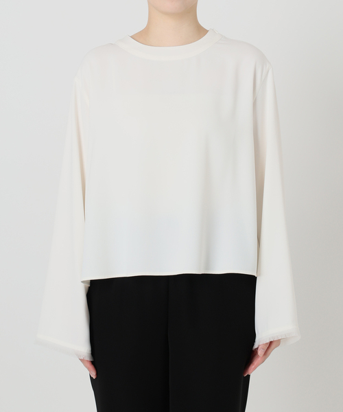 VERMEIL par iena(ヴェルメイユパーイエナ)の「Compact Satin Top(シャツ/ブラウス・レディース・ブラック/ホワイト・FREE)」の18枚目の写真