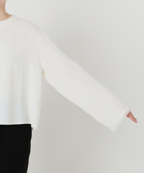 VERMEIL par iena(ヴェルメイユパーイエナ)の「Compact Satin Top(シャツ/ブラウス・レディース・ブラック/ホワイト・FREE)」の22枚目の写真