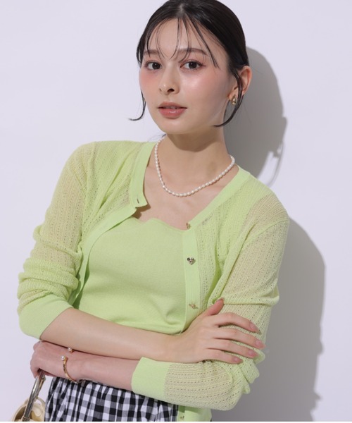 Apuweiser-riche(アプワイザーリッシェ)の「シアー柄編みアンサンブル(ニット/セーター・レディース・ピンク/ホワイト/グリーン系その他2/ブラック・2)」の3枚目の写真