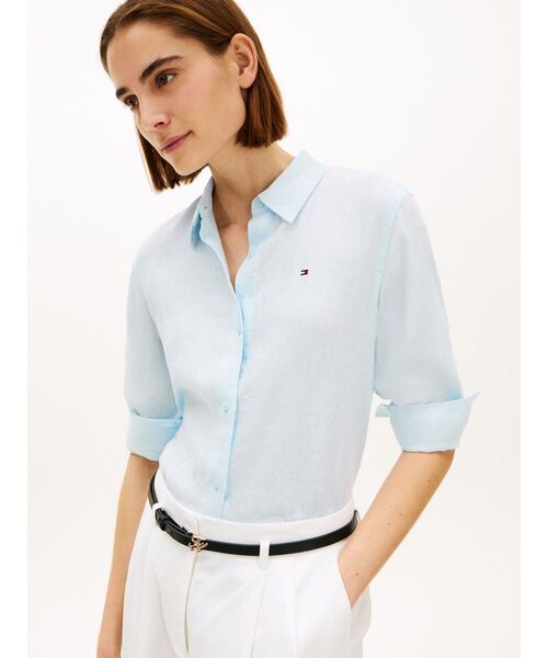 TOMMY HILFIGER(トミーヒルフィガー)の「リネンリラックスシャツ(シャツ/ブラウス・レディース・ピンク/ホワイト/ブルー・38inch/36inch/34inch/32inch)」の9枚目の写真