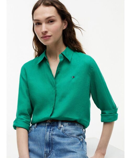 TOMMY HILFIGER(トミーヒルフィガー)の「リネンリラックスシャツ(シャツ/ブラウス・レディース・ピンク/ホワイト/ブルー・38inch/36inch/34inch/32inch)」の15枚目の写真