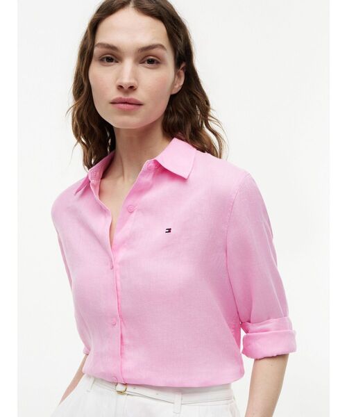 TOMMY HILFIGER(トミーヒルフィガー)の「リネンリラックスシャツ(シャツ/ブラウス・レディース・ピンク/ホワイト/ブルー・38inch/36inch/34inch/32inch)」の20枚目の写真