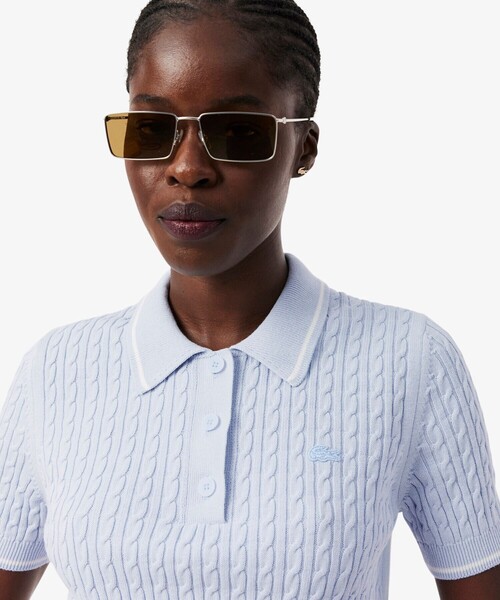 LACOSTE(ラコステ)の「配色ライン サマーニットポロシャツ(ニット/セーター・レディース・アクア/オフホワイト・40/38/36/34)」の17枚目の写真