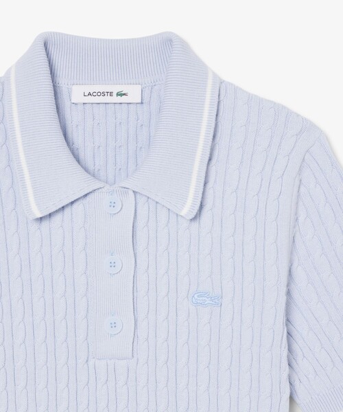 LACOSTE(ラコステ)の「配色ライン サマーニットポロシャツ(ニット/セーター・レディース・アクア/オフホワイト・40/38/36/34)」の20枚目の写真