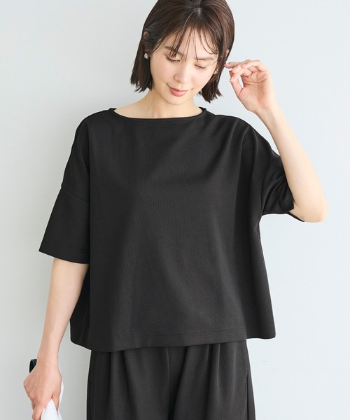coca(coca)(コカ)の「\SNSで話題!!/ライトエンボス半袖ワイドT(Tシャツ/カットソー・レディース・ブラック/ライトベージュ・S/L/M)」の1枚目の写真