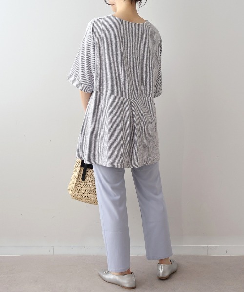 MB mint breeze（エムビーミントブリーズ）の「【LL～6L 大きいサイズ】【WEB限定】カットソーサッカープルオーバー（Tシャツ/カットソー・レディース・ベージュ/サックスブルー/ネイビー・3L/LL/5L/4L/6L）」の10枚目の写真