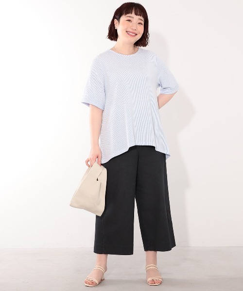 MB mint breeze（エムビーミントブリーズ）の「【LL～6L 大きいサイズ】【WEB限定】カットソーサッカープルオーバー（Tシャツ/カットソー・レディース・ベージュ/サックスブルー/ネイビー・3L/LL/5L/4L/6L）」の12枚目の写真