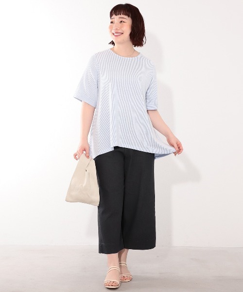 MB mint breeze（エムビーミントブリーズ）の「【LL～6L 大きいサイズ】【WEB限定】カットソーサッカープルオーバー（Tシャツ/カットソー・レディース・ベージュ/サックスブルー/ネイビー・3L/LL/5L/4L/6L）」の13枚目の写真