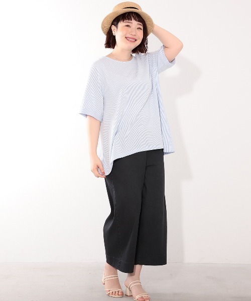 MB mint breeze（エムビーミントブリーズ）の「【LL～6L 大きいサイズ】【WEB限定】カットソーサッカープルオーバー（Tシャツ/カットソー・レディース・ベージュ/サックスブルー/ネイビー・3L/LL/5L/4L/6L）」の15枚目の写真