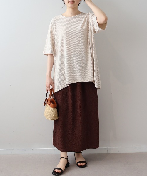 MB mint breeze（エムビーミントブリーズ）の「【LL～6L 大きいサイズ】【WEB限定】カットソーサッカープルオーバー（Tシャツ/カットソー・レディース・ベージュ/サックスブルー/ネイビー・3L/LL/5L/4L/6L）」の17枚目の写真