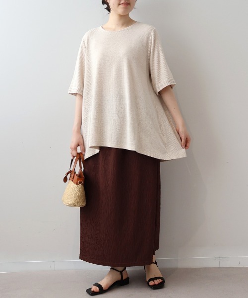 MB mint breeze（エムビーミントブリーズ）の「【LL～6L 大きいサイズ】【WEB限定】カットソーサッカープルオーバー（Tシャツ/カットソー・レディース・ベージュ/サックスブルー/ネイビー・3L/LL/5L/4L/6L）」の18枚目の写真