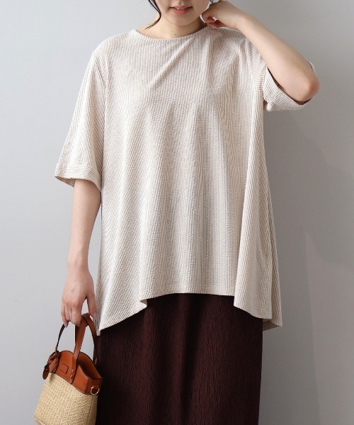 MB mint breeze（エムビーミントブリーズ）の「【LL～6L 大きいサイズ】【WEB限定】カットソーサッカープルオーバー（Tシャツ/カットソー・レディース・ベージュ/サックスブルー/ネイビー・3L/LL/5L/4L/6L）」の19枚目の写真