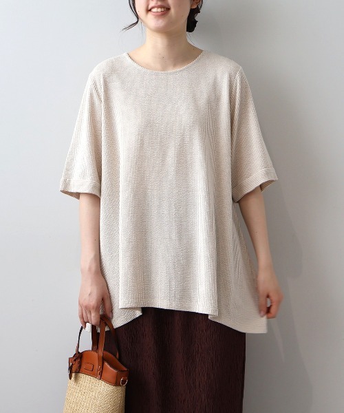 MB mint breeze（エムビーミントブリーズ）の「【LL～6L 大きいサイズ】【WEB限定】カットソーサッカープルオーバー（Tシャツ/カットソー・レディース・ベージュ/サックスブルー/ネイビー・3L/LL/5L/4L/6L）」の20枚目の写真