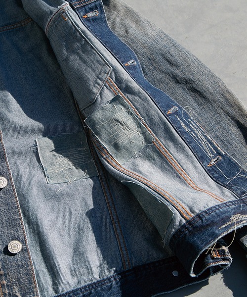 TMT(ティーエムティー)の「12oz SOFT DENIM TRUCKER JACKET(VINTAGE processing.)(デニムジャケット・メンズ・ライトインディゴブルー・MEDIUM/LARGE/X-LARGE)」の5枚目の写真
